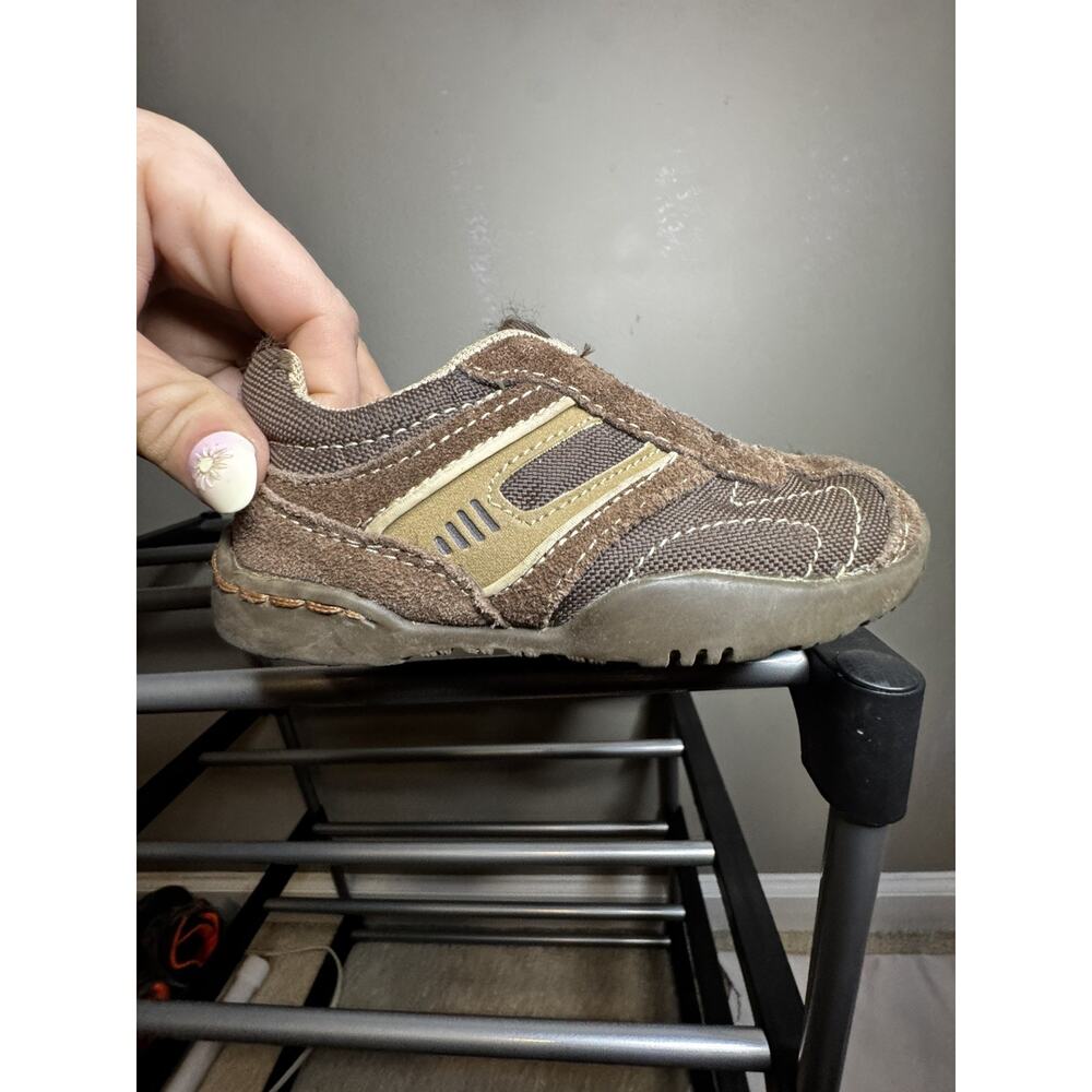 Cherokee Brown Leather Boys Toddler Shoes Slip On - Size 6